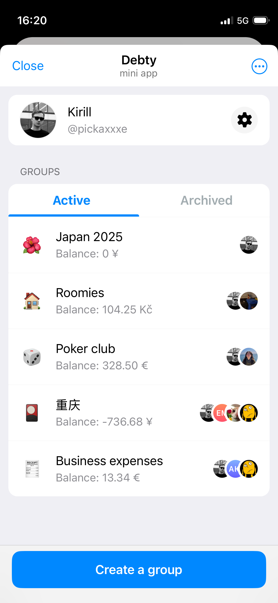 Groups list